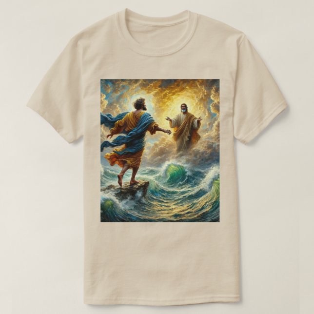 Glaube über Angst - Jesus läuft auf dem Wasser T - T-Shirt (Design vorne)