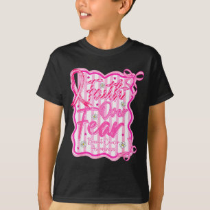 Glaube über Angst Kreuz Brustkrebs-Bewusstsein Chr T-Shirt
