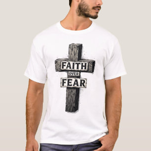 Glaube Über Angst Kreuz Vintage Gravur Shirt (1)