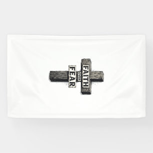 Glaube über Angst Kreuz Vintage Gravur Shirt (1) Banner