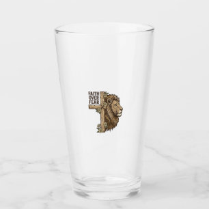 Glaube über Angst Löwe Kreuz Vintage Christliches  Glas
