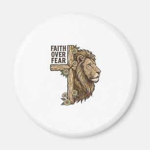 Glaube über Angst Löwe Kreuz Vintage Christliches Magnet