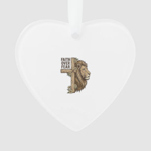 Glaube über Angst Löwe Kreuz Vintage Christliches  Ornament