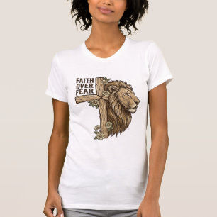 Glaube über Angst Löwe Kreuz Vintage Christliches  T-Shirt