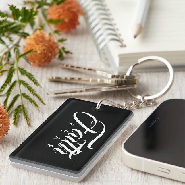 Glaube über Angst schwarz Schlüsselanhänger (Vorderseite rechts)