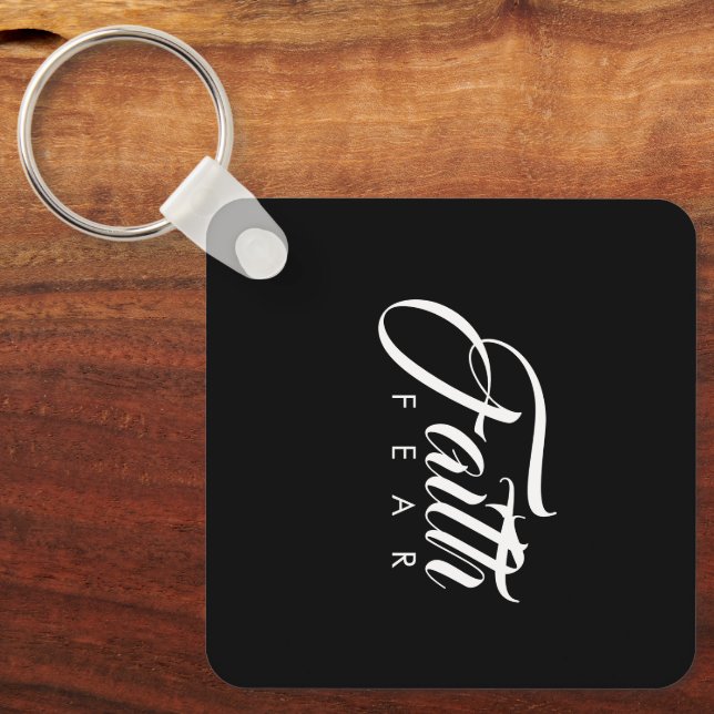 Glaube über Angst schwarz Schlüsselanhänger (Vorderseite)