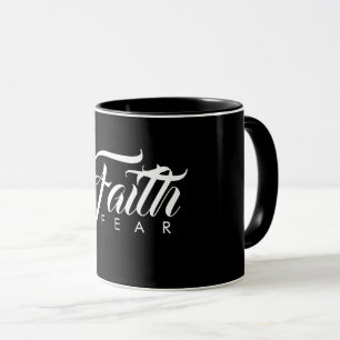 Glaube über Angst schwarz Tasse