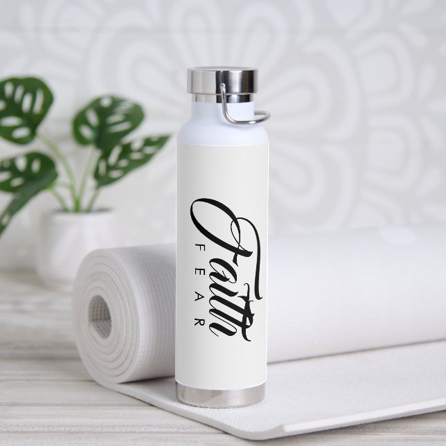 Glaube über Angst Weiß Trinkflasche (Yoga)