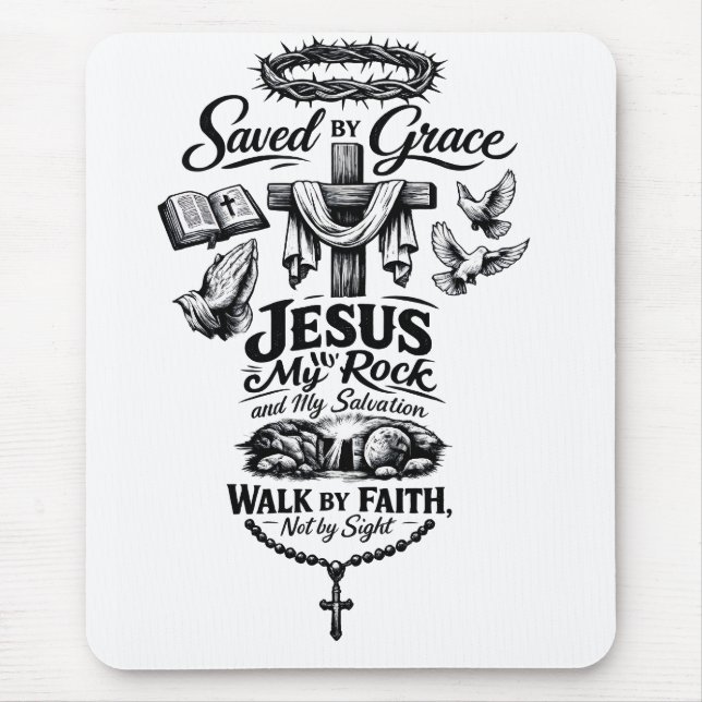 Glaube Überwindet Angst Christliches Vintage-Desig Mousepad (Vorne)