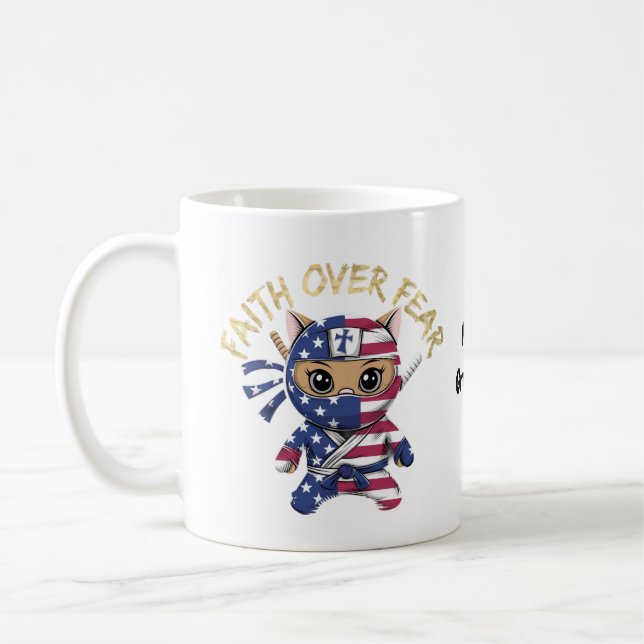 Glaube Überwindet Angst Inspirierendes Christliche Kaffeetasse (Links)