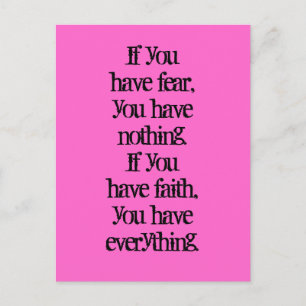 Glaube und Angst positives Denken Gesetz der Anzie Postkarte