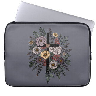 Glaube und Blumen Laptopschutzhülle