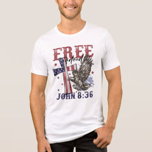 Glaube und Freiheit: John 8:36 Tri-Blend Shirt
