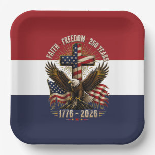Glaube und Freiheit Patriotischer Adler Kunst   25 Pappteller