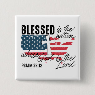 Glaube und Freiheit: Psalm 33:12 Button