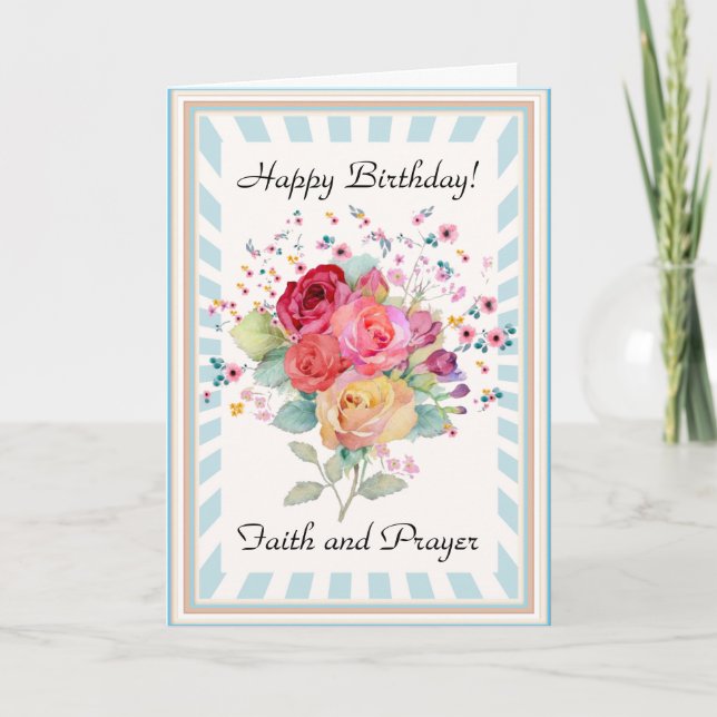 Glaube und Gebet mit Blume Happy Birthday Card Karte (Vorderseite)