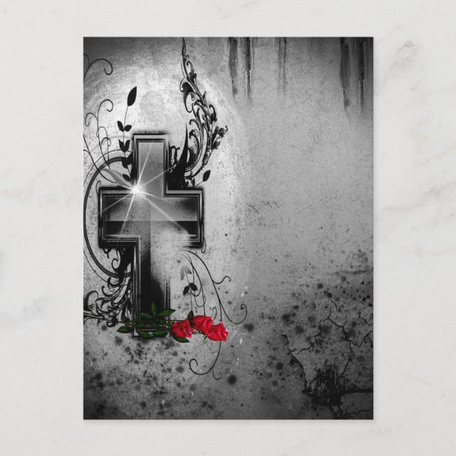 Glaube und Rose gotisch Postkarte (Vorderseite)