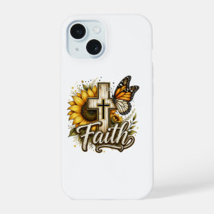 Glaube und Sonnenblumen iPhone 15 Hülle