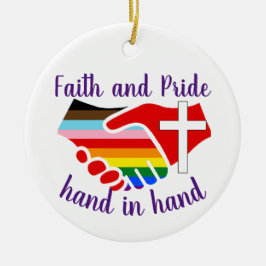 Glaube und Stolz Hand in Hand Rainbow Pride Cross Keramik Ornament