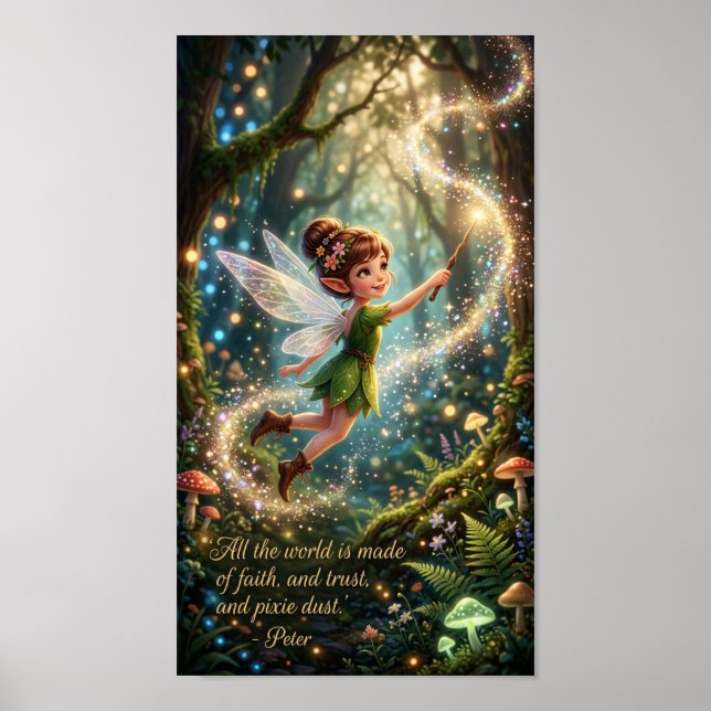 Glaube und Vertrauen und Pixie-Staub - 7,68" x 13, Poster (Vorne)