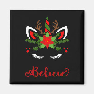 Glaube Unicorn Rentier Gesicht Niedlich Weihnachte Magnet