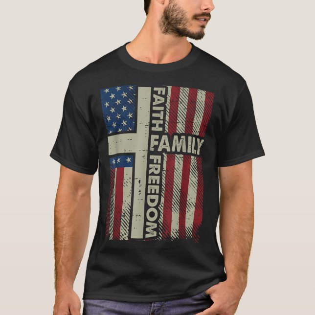 Glaube uns Flagge Christlich Religiös Gott Jesus M T-Shirt (Vorderseite)