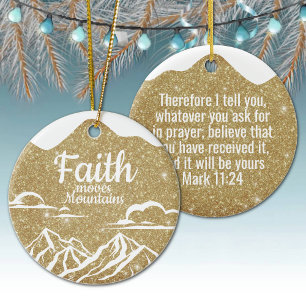 Glaube versetzt Berge Gold Glitter Dekor ⛪️ 🎄 Keramik Ornament