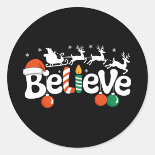 Glaube Weihnachten Santa Sleigh Rentier Candy Cane Runder Aufkleber
