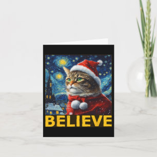 Glaube Weihnachten Shirt Starry Night Van Gogh Cat Karte