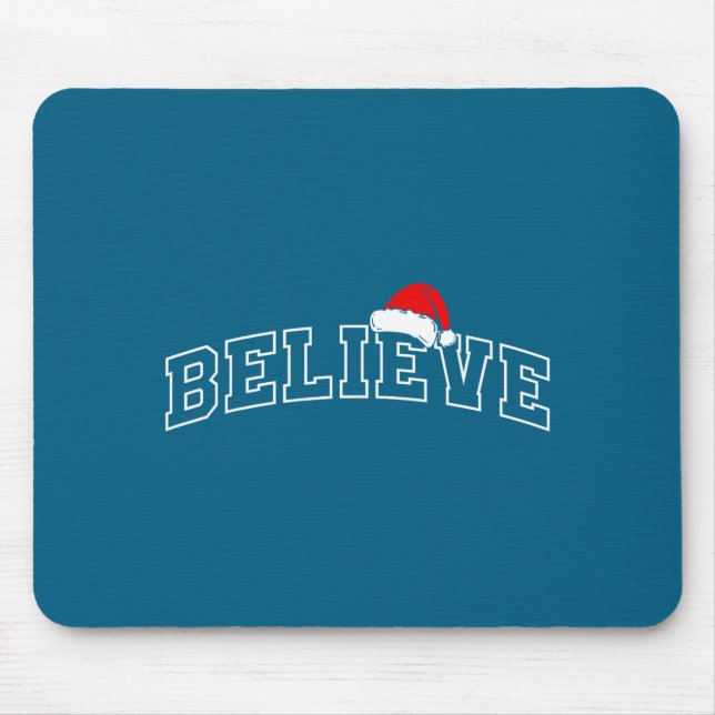 Glaube Weihnachten Varsity Minimale Text Santa Hut Mousepad (Vorne)