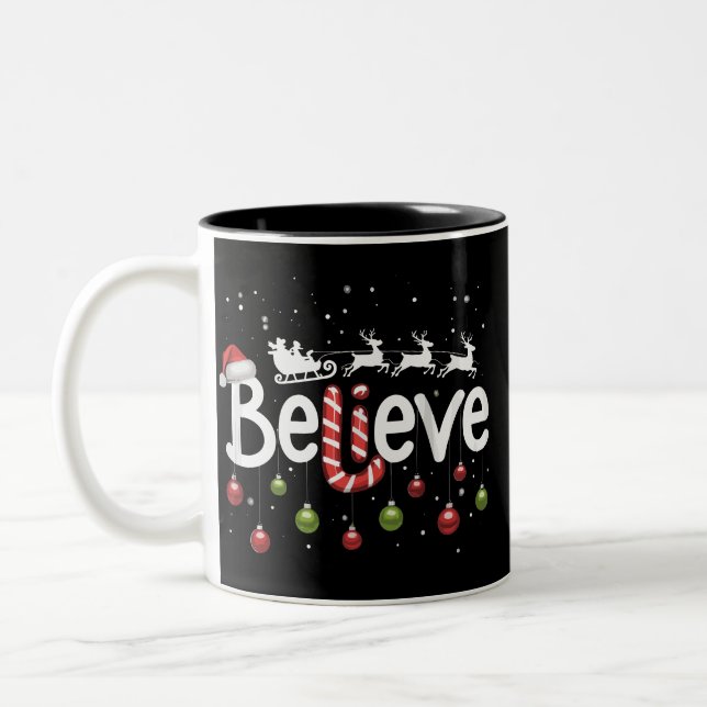 Glaube Weihnachten Weihnachtsmann Reindeer Candy C Zweifarbige Tasse (Links)