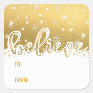 Glaube Weihnachts-Gold handgeschriebenes Geschenk Quadratischer Aufkleber