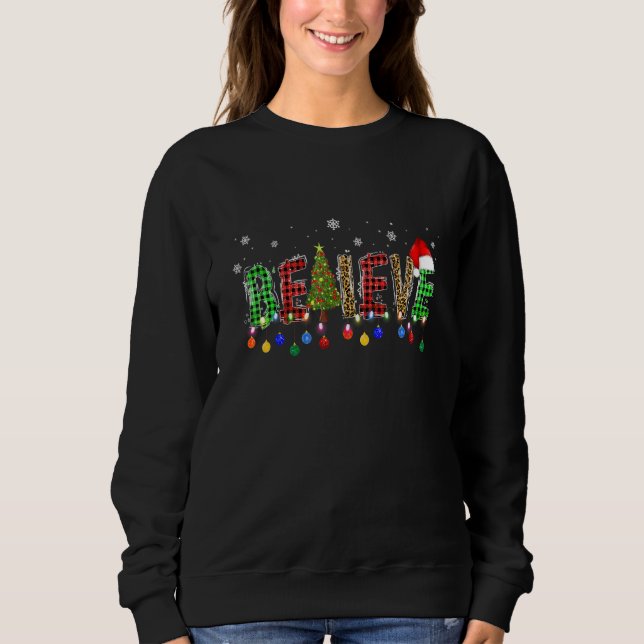 Glaube Weihnachtsbaum frohe Weihnachtsleuchten Sweatshirt (Vorderseite)