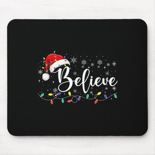 Glaube Weihnachtsbeleuchtung Red Weihnachtsmannmüt Mousepad (Vorne)