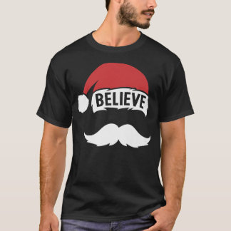 Glaube Weihnachtsmannmütze Cap White Mustache Fami T-Shirt
