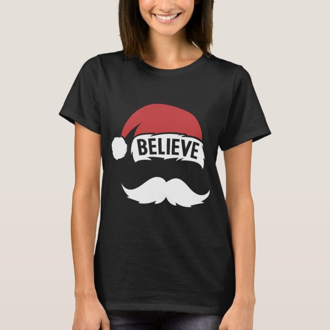 Glaube Weihnachtsmannmütze Cap White Mustache Fami T-Shirt (Vorderseite)