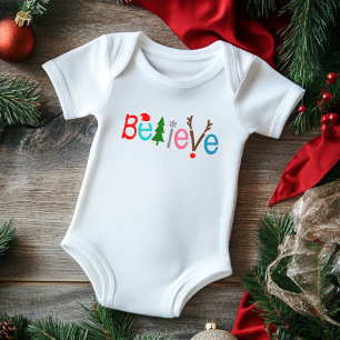 Glaube Weihnachtsmannmütze Rentier Antlers   Weihn Baby Strampler