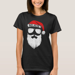Glaube Zitat über Weihnachtsmannmütze Mustache Fam T-Shirt