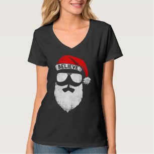 Glaube Zitat über Weihnachtsmannmütze Mustache Fam T-Shirt