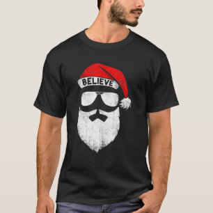 Glaube Zitat über Weihnachtsmannmütze Mustache Fam T-Shirt