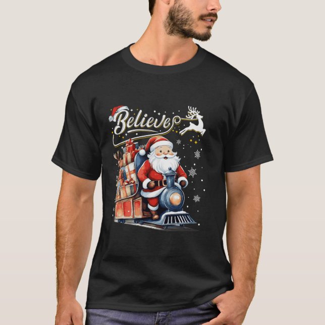 Glaube Zug Weihnachten Nordpol Zug Pajama Ch T-Shirt (Vorderseite)