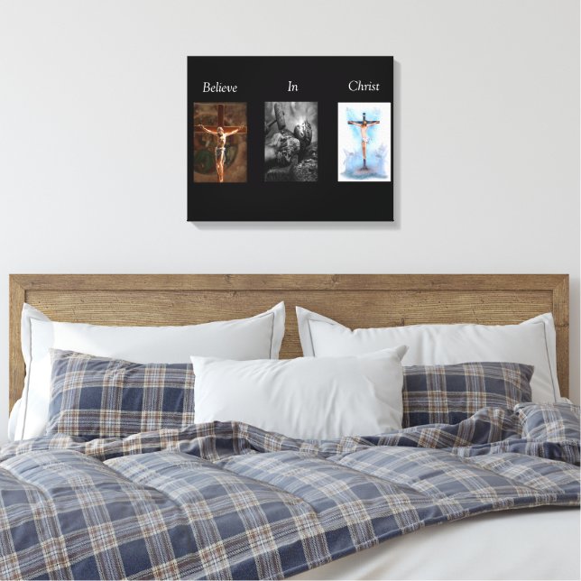 Glauben an Christus Wrapped Canvas 3 Leinwanddruck (Insitu (Schlafzimmer))