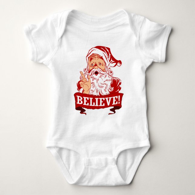 Glauben an den Weihnachtsmann Baby Strampler (Vorderseite)