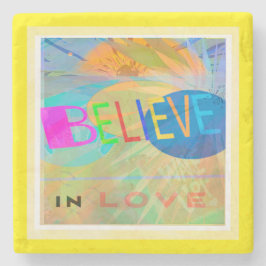 Glauben an Liebe Moderne Schichtkunststein Unterse Steinuntersetzer