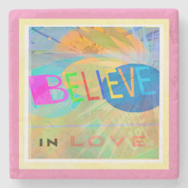 Glauben an Liebe Moderne Schichtkunststein Unterse Steinuntersetzer