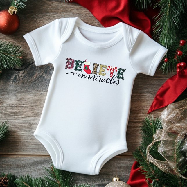 Glauben an Wunder Chic Moderne Weihnachtsfeiertage Baby Strampler (Von Creator hochgeladen)
