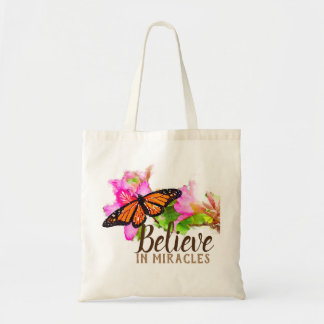 Glauben an Wunder Monarch Butterfly und Orchid Tragetasche