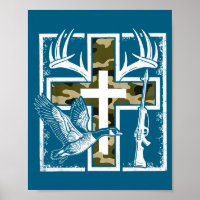 Glauben Angeln Jagd Camo Kreuz Ente Hirsch Christl