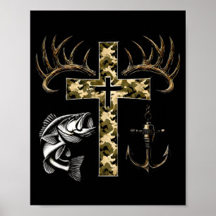 Glauben Angeln Jagd Tarn Kreuz Mit Haken B Chris Poster