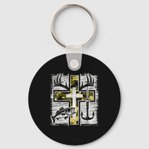 Glauben Angelsport Jagd Tarndruck B-Haken Kreuz Ch Schlüsselanhänger